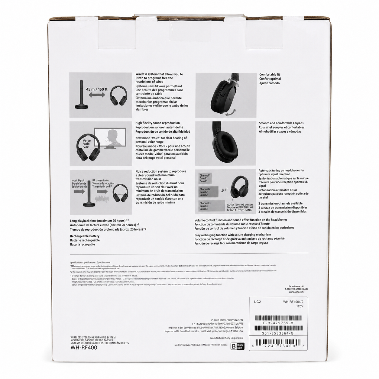 Sony RF400 Wireless Home Theater Headphones - Black